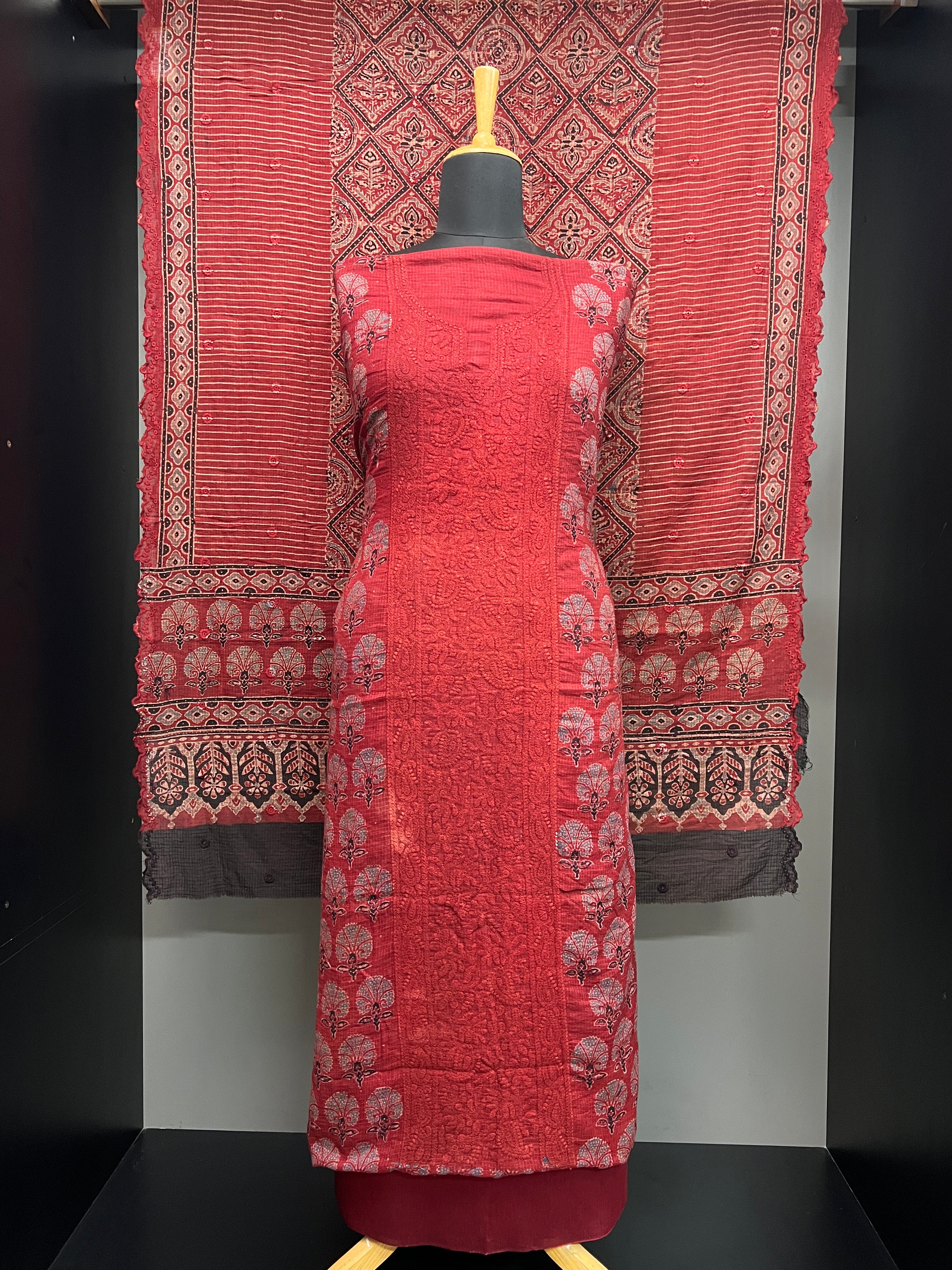 Ajrakh Printed Kota Salwar Set | HE156