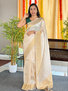 Polka Dot Tissue Weaving semi Silk Saree | HT224