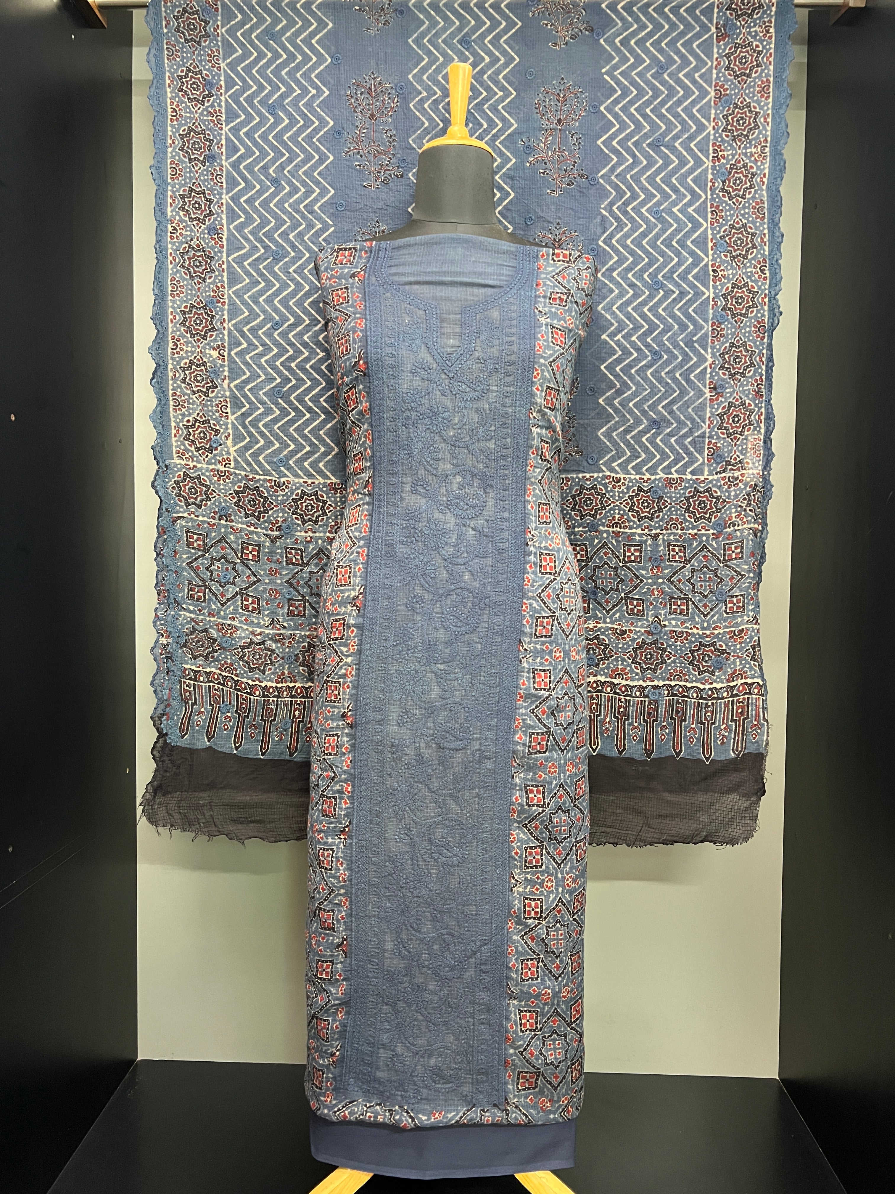Ajrakh Printed Kota Salwar Set | HE155