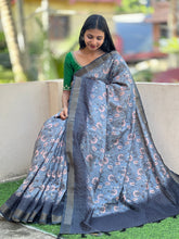 Floral Printed Tussar Finish Saree | SBP184