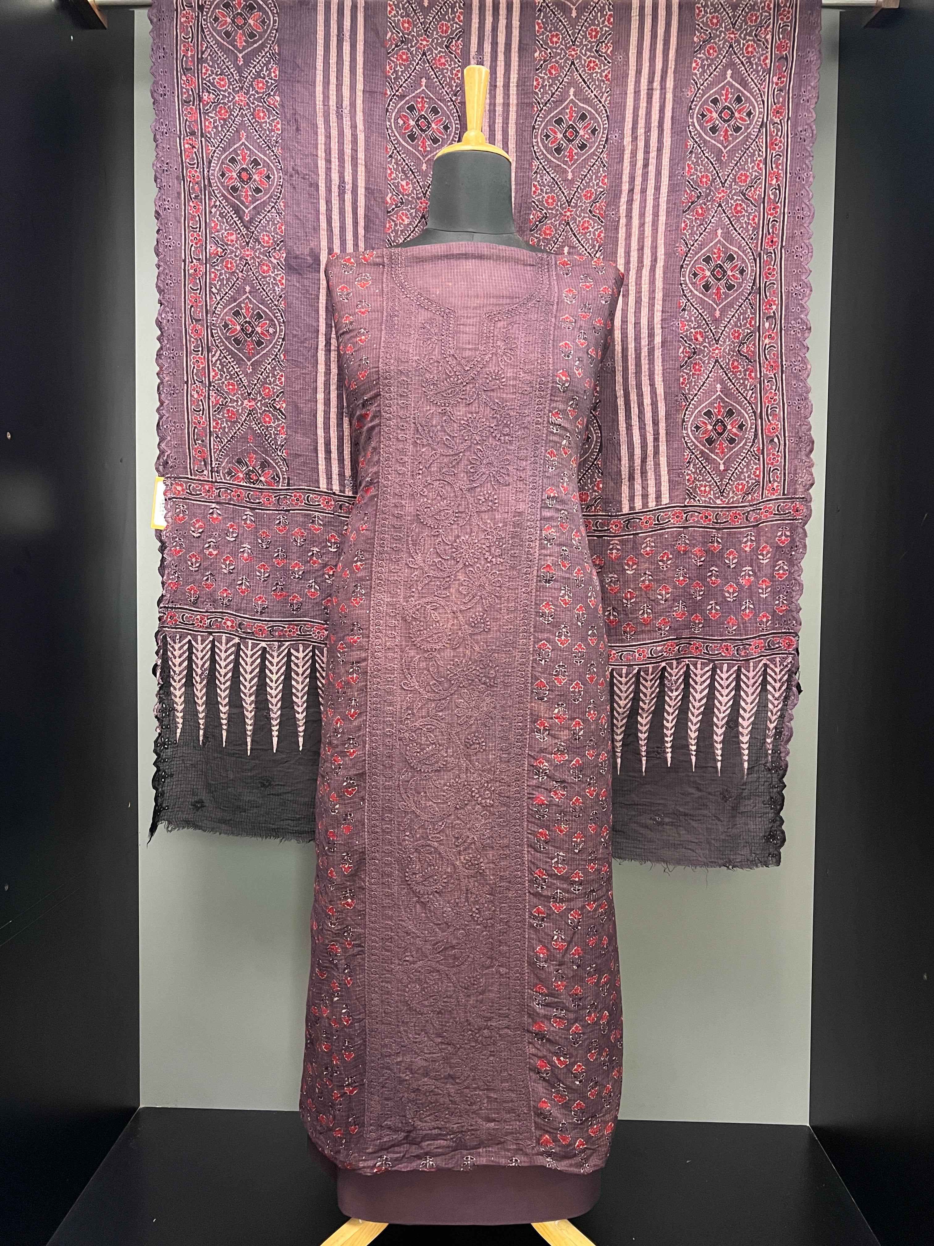 Ajrakh Printed Kota Salwar Set | HE154