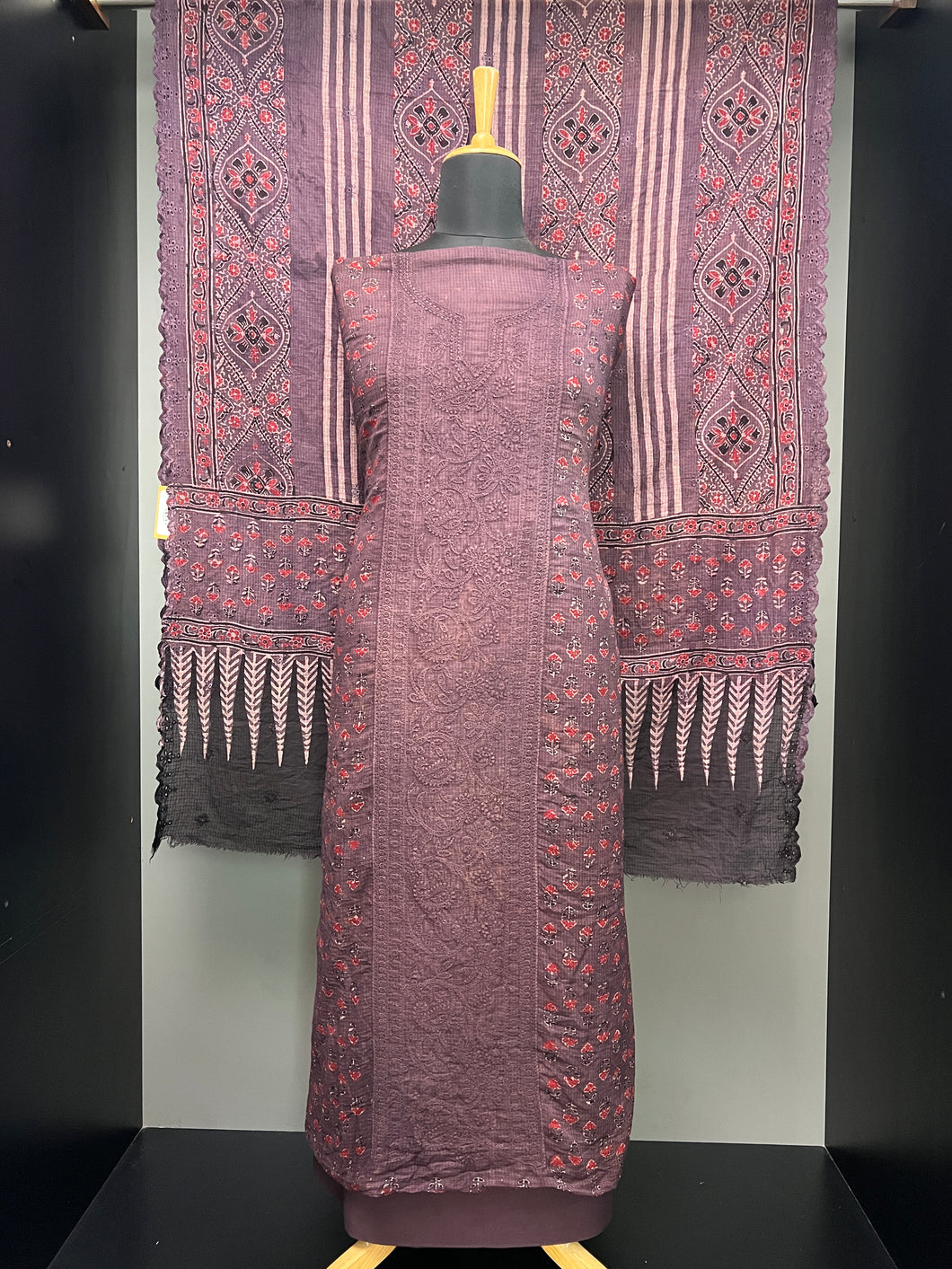 Ajrakh Printed Kota Salwar Set | HE154