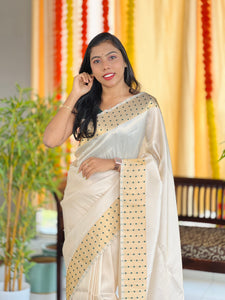 Polka Dot Tissue Weaving semi Silk Saree | HT224