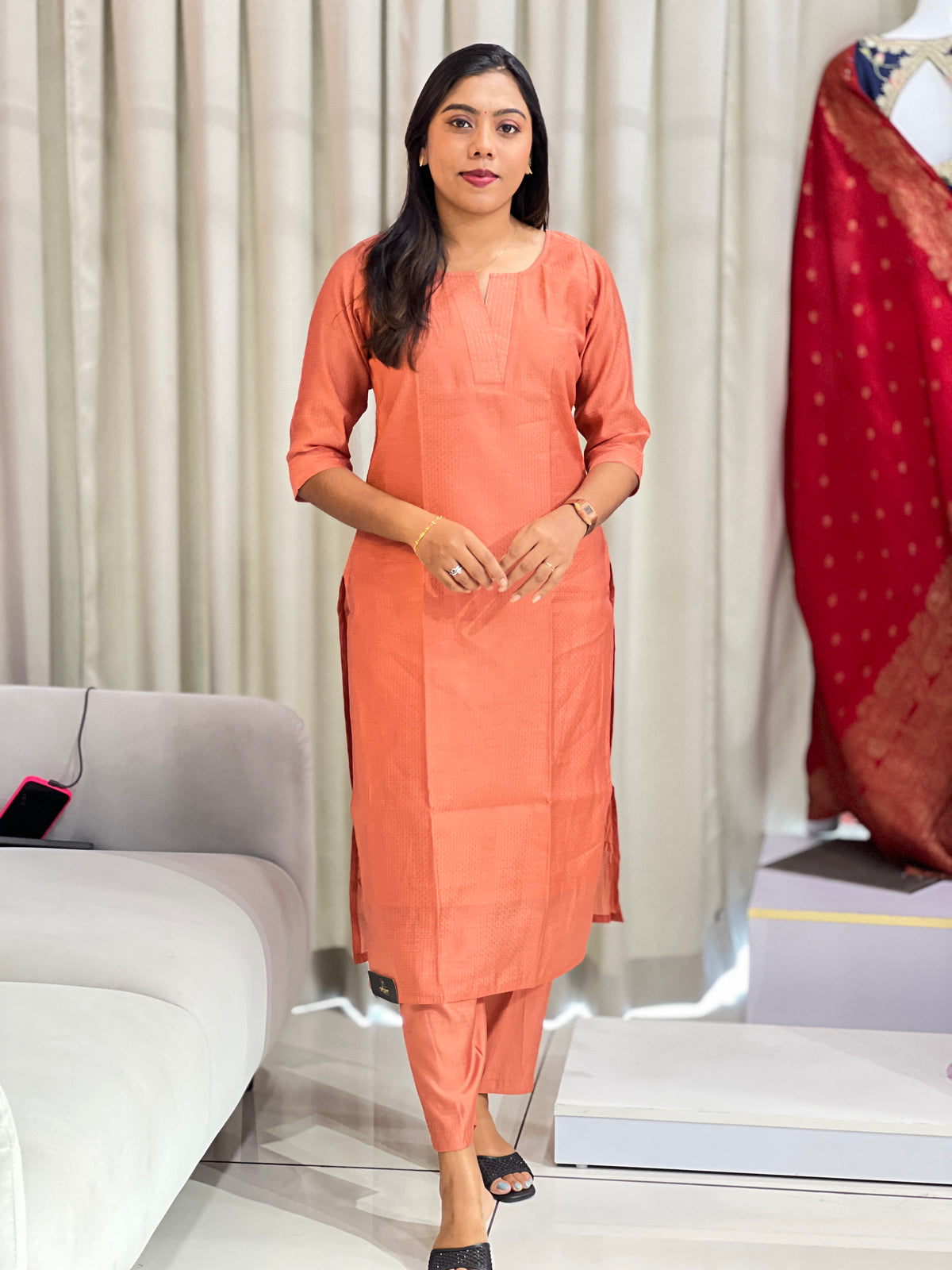 Zari Buta Pattern Semi Silk Kurta Set | MSN304