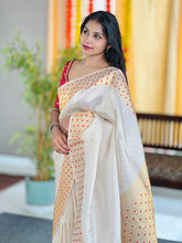 Polka Dot Tissue Weaving semi Silk Saree | HT225