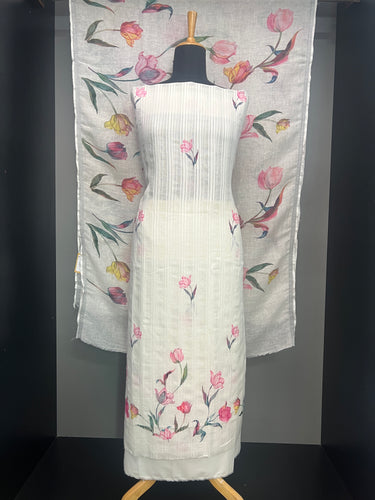 Floral Printed Pure Linen Salwar Set | HE142