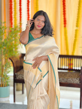 Tissue Weaving Check patterned Semi Silk Saree | HT226