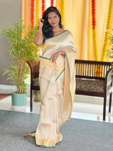 Tissue Weaving Check patterned Semi Silk Saree | HT226