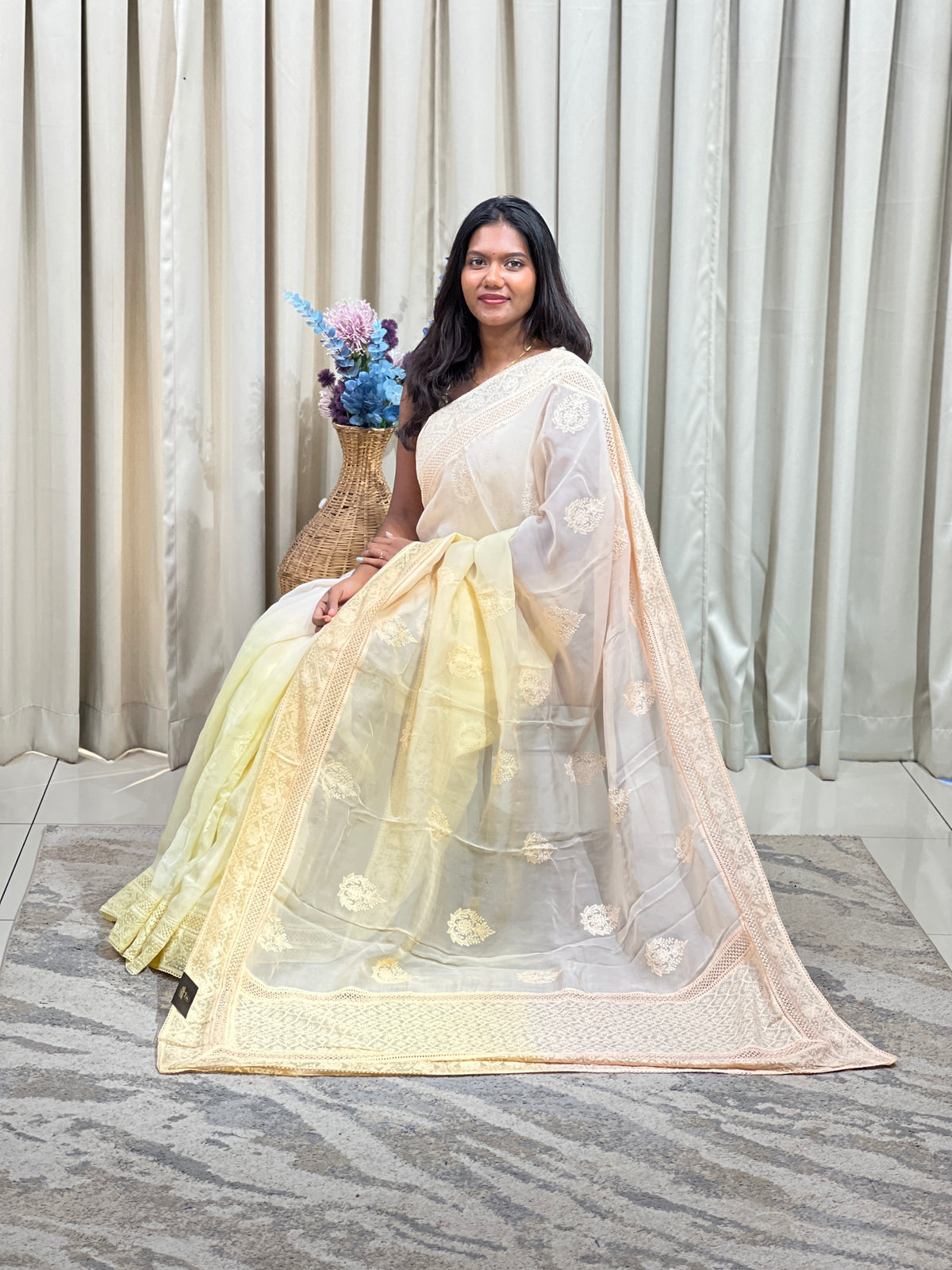 Lucknowi Embroidered Organza Saree | MM710