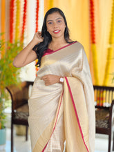 Tissue Weaving Check Patterned Semi Silk Saree | HT228