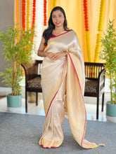 Tissue Weaving Check Patterned Semi Silk Saree | HT228