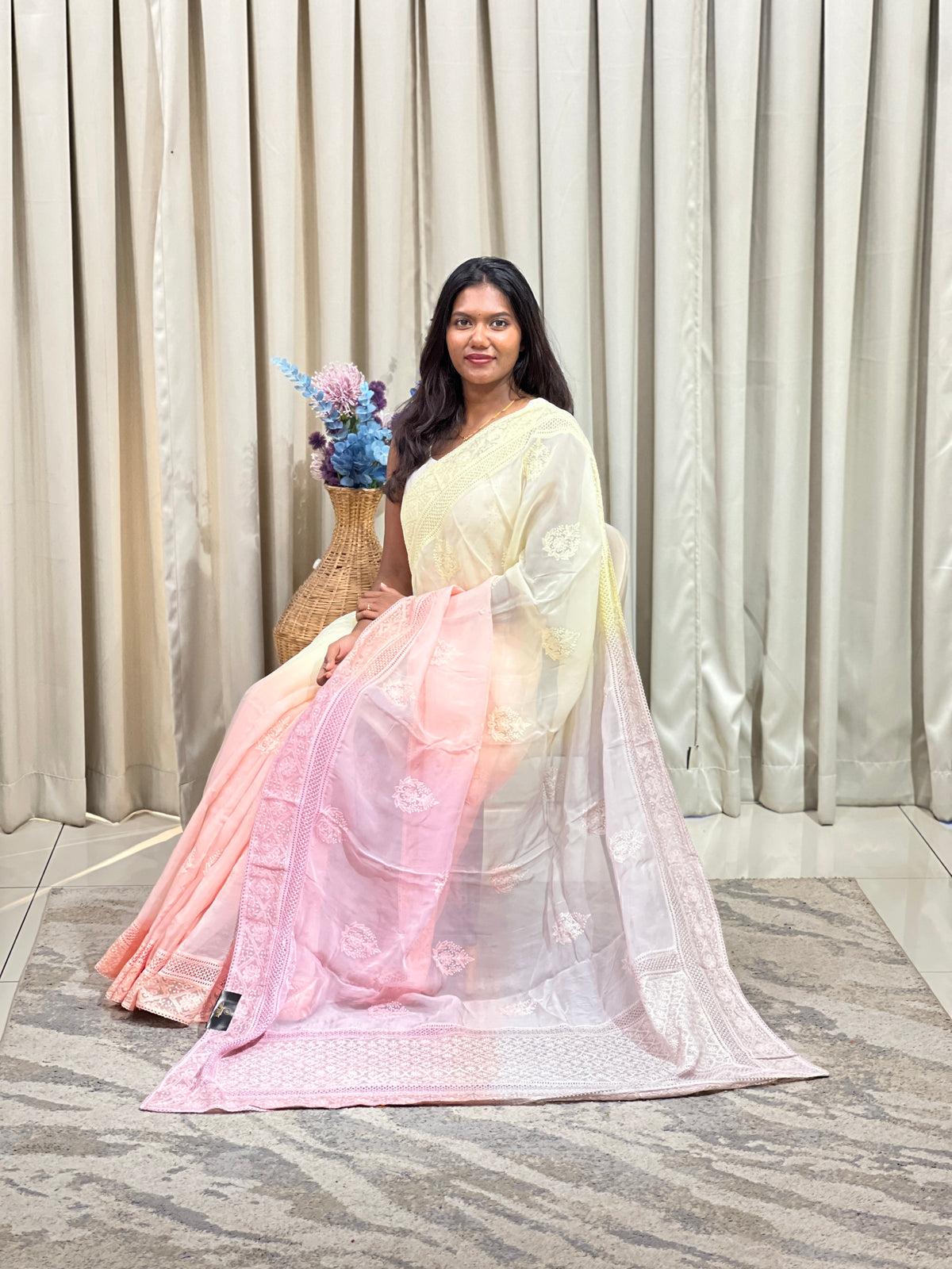 Lucknowi Embroidered Organza Saree | MM712