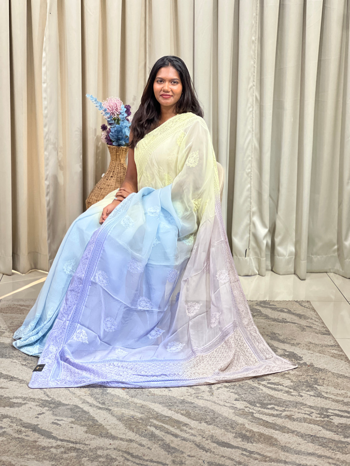 Lucknowi Embroidered Organza Saree | MM711
