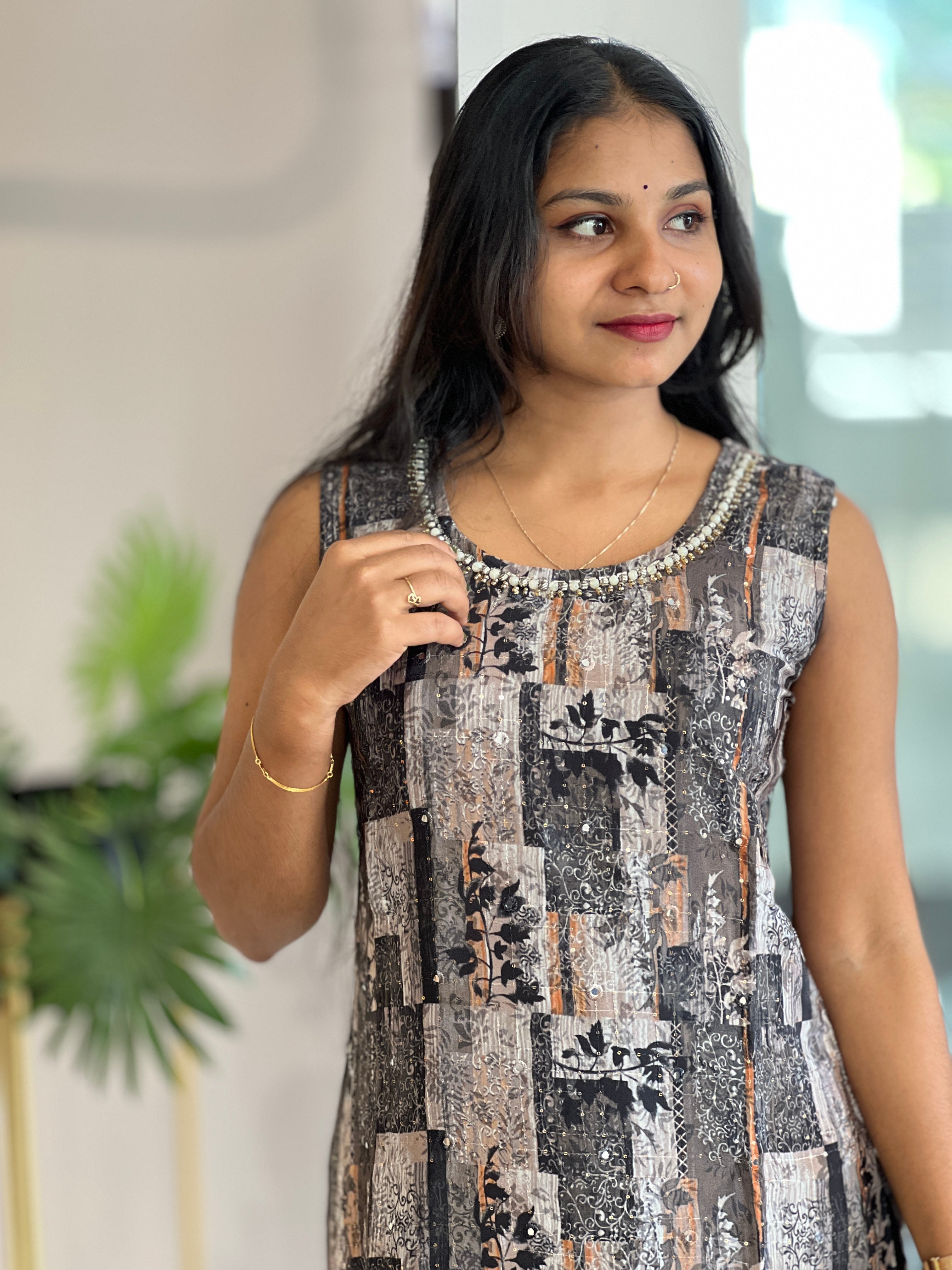 Printed With Embroidery Highlighted Muslin Finish Kurta | YOC164