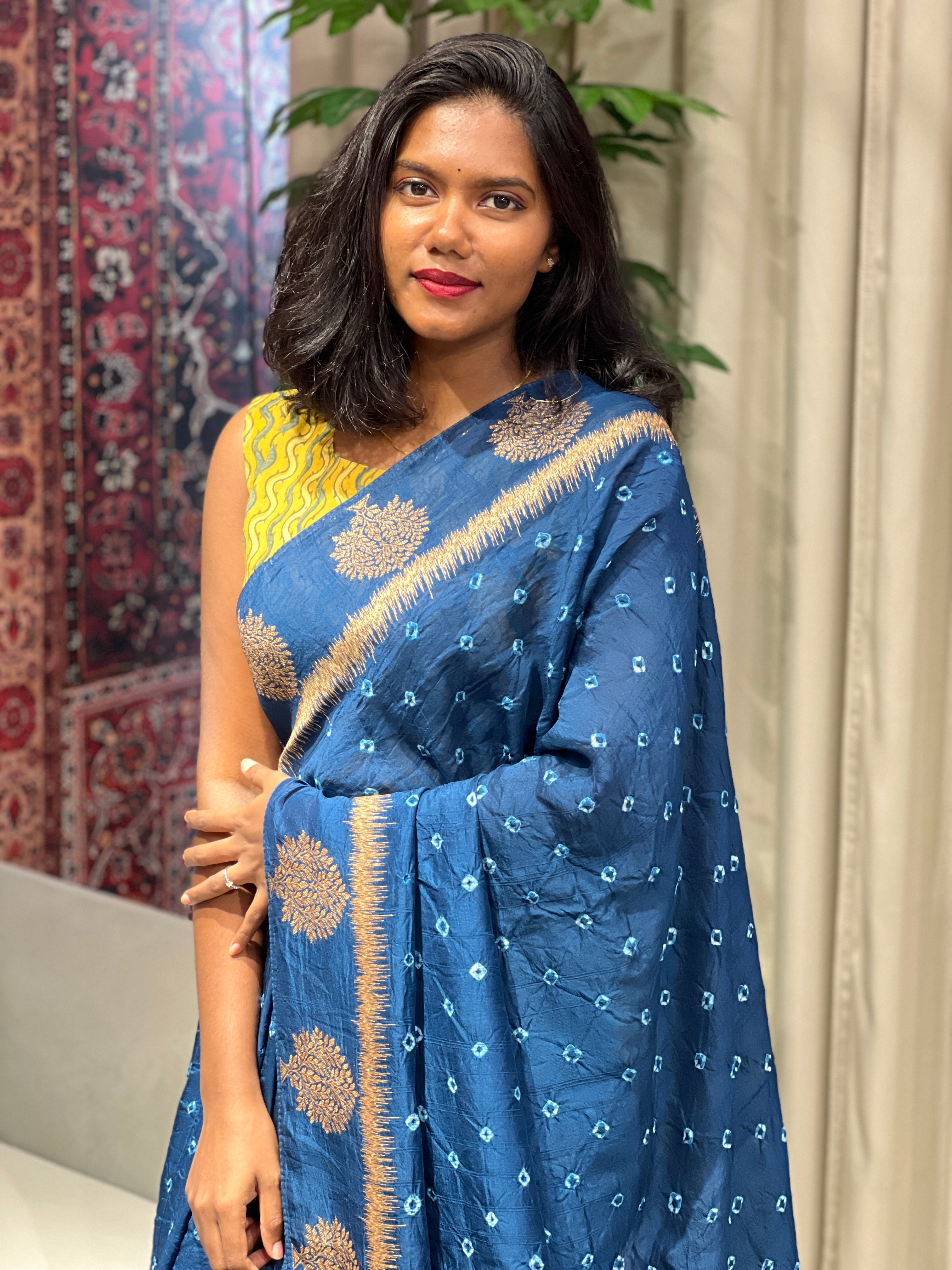 Bandhani Tie & Dye Patterned Banarasi Silk Saree | YNG660