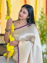Tissue Weaving Check Patterned Semi Silk Saree | HT229