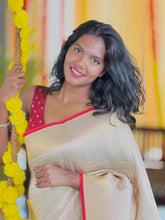 Tissue Weaving Check patterned Semi Silk Saree | HT227
