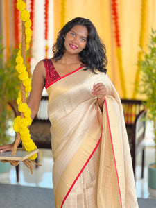 Tissue Weaving Check patterned Semi Silk Saree | HT227