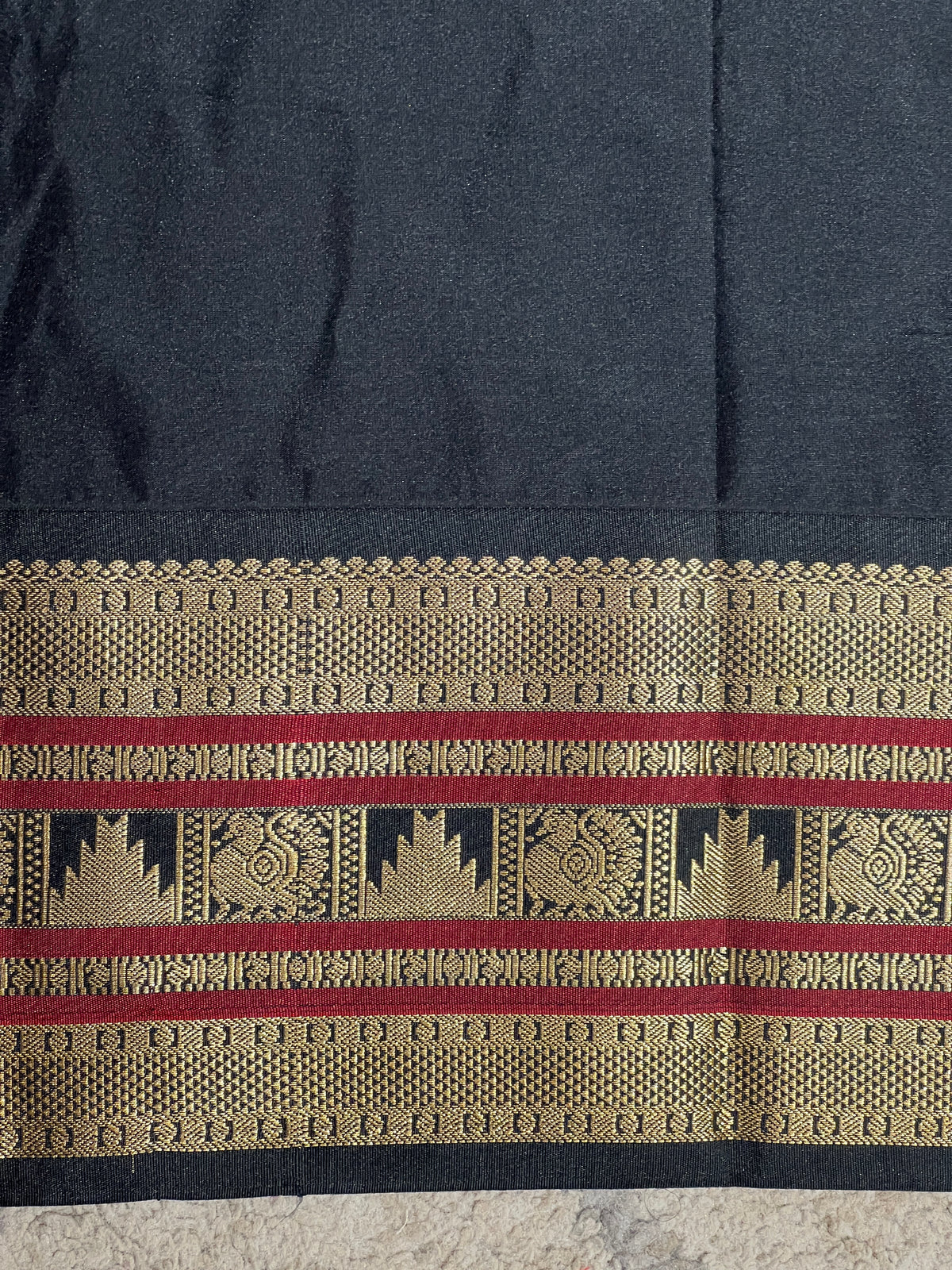 Antique Gold Zari Border Pattern Semi Silk Saree | NAC108