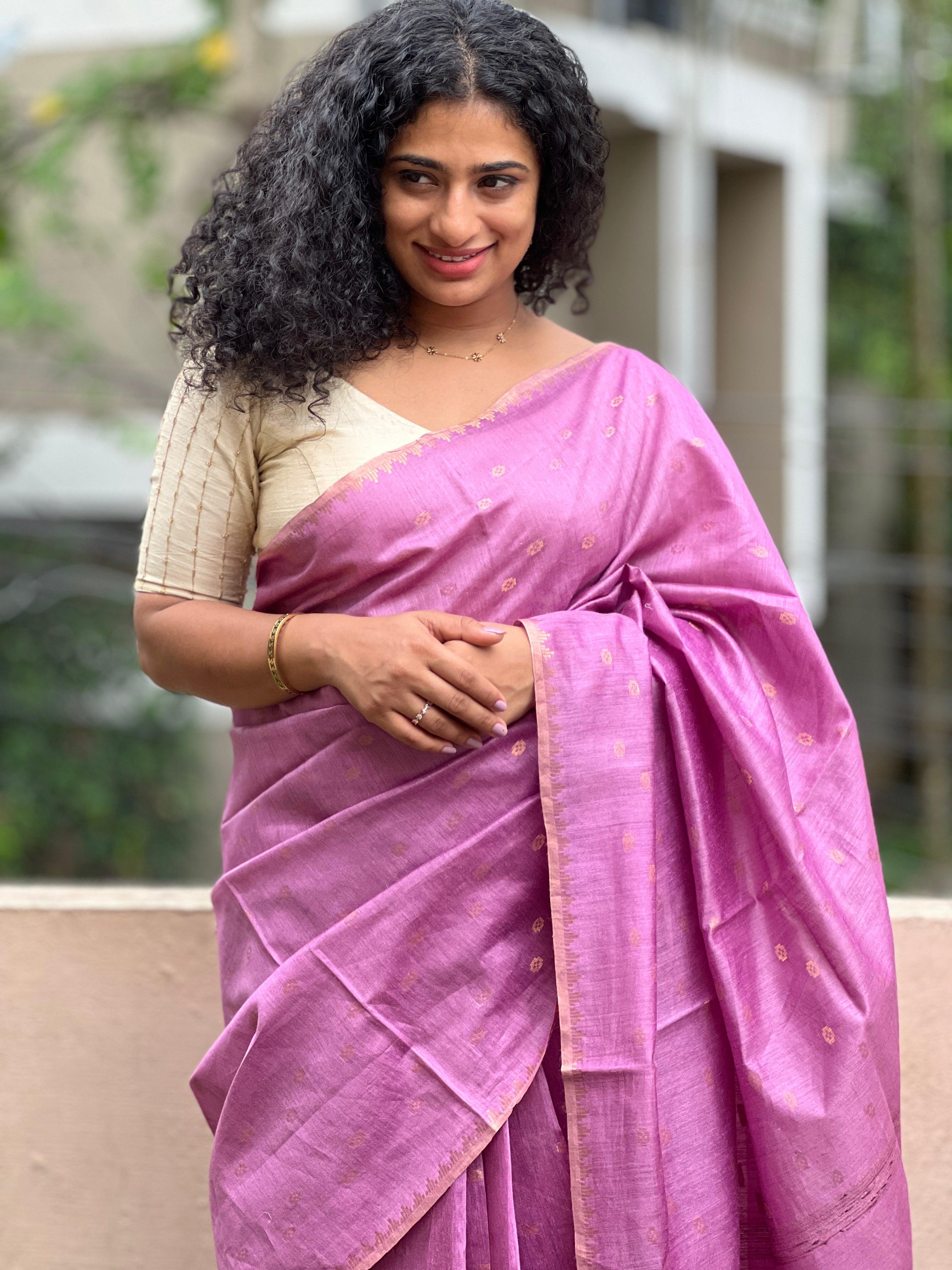Zari Weaving Buta Bamboo Tussar Saree | SVF102