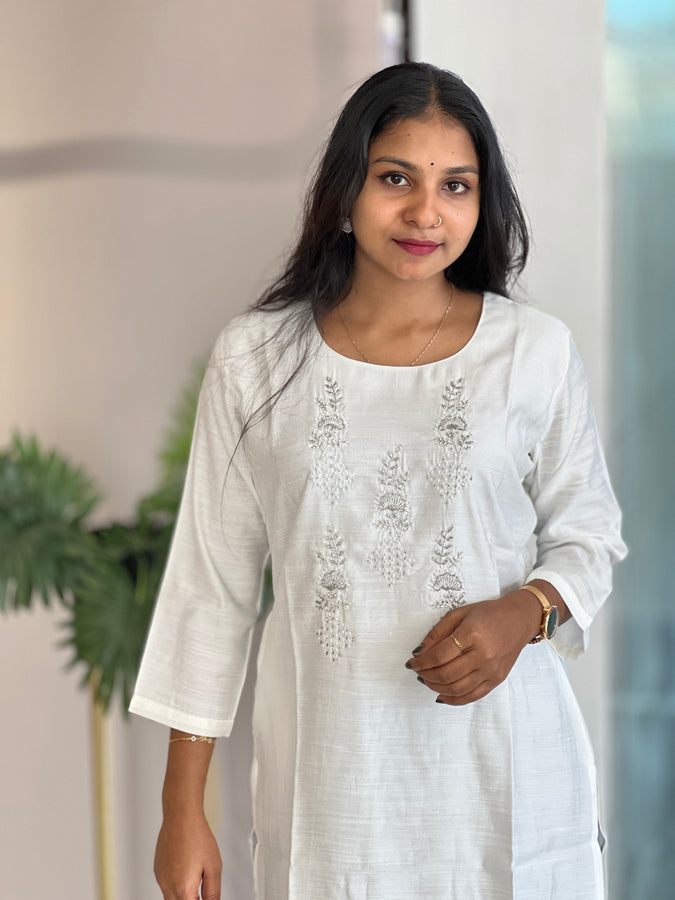 Hand Embroidered Cotton Rayon Blend Kurta | YOC161