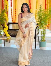 Polka Dot Tissue Weaving semi Silk Saree | HT222