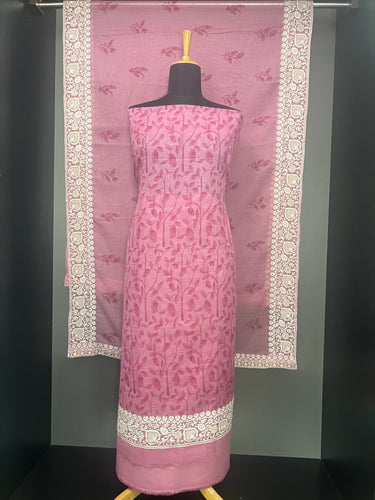 Print With Machine Embroidery Detailed Check Kota Salwar Set | HE163