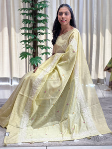 Floral Embroidered Geecha Tussar Finish Saree | BLD1140