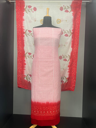 Stripes Patterned Pure Chanderi Silk Salwar Set | HE195