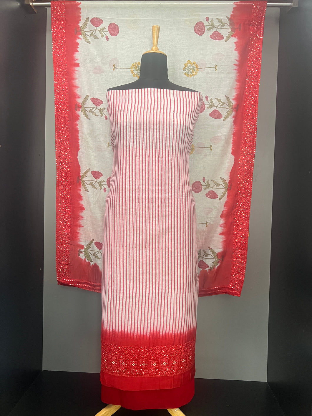 Stripes Patterned Pure Chanderi Silk Salwar Set | HE195