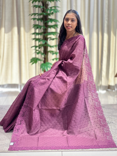 Machine Embroidery With Cutwork Detailed Silky Kota Saree | BLD1190