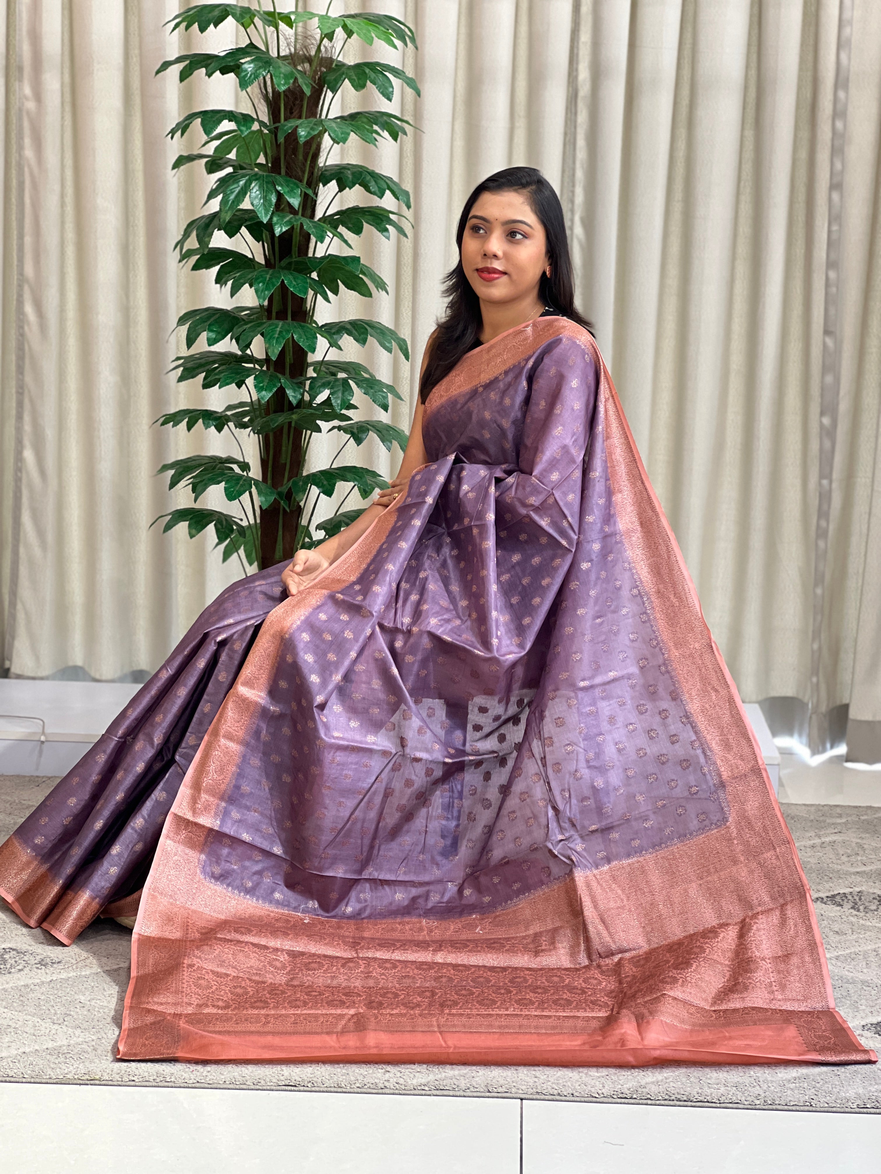 Buta Woven Pattern Banarasi Tussar Saree  | ZSS126