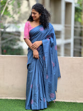 Machine Embroidery Semi Tussar Saree | SBP242