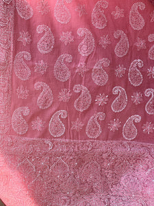 Traditional Chikankari Hand Embroidery Pattern Check Kota Saree | TOT114
