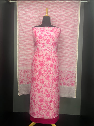 Floral Printed Pure Chanderi Salwar Set | HE201