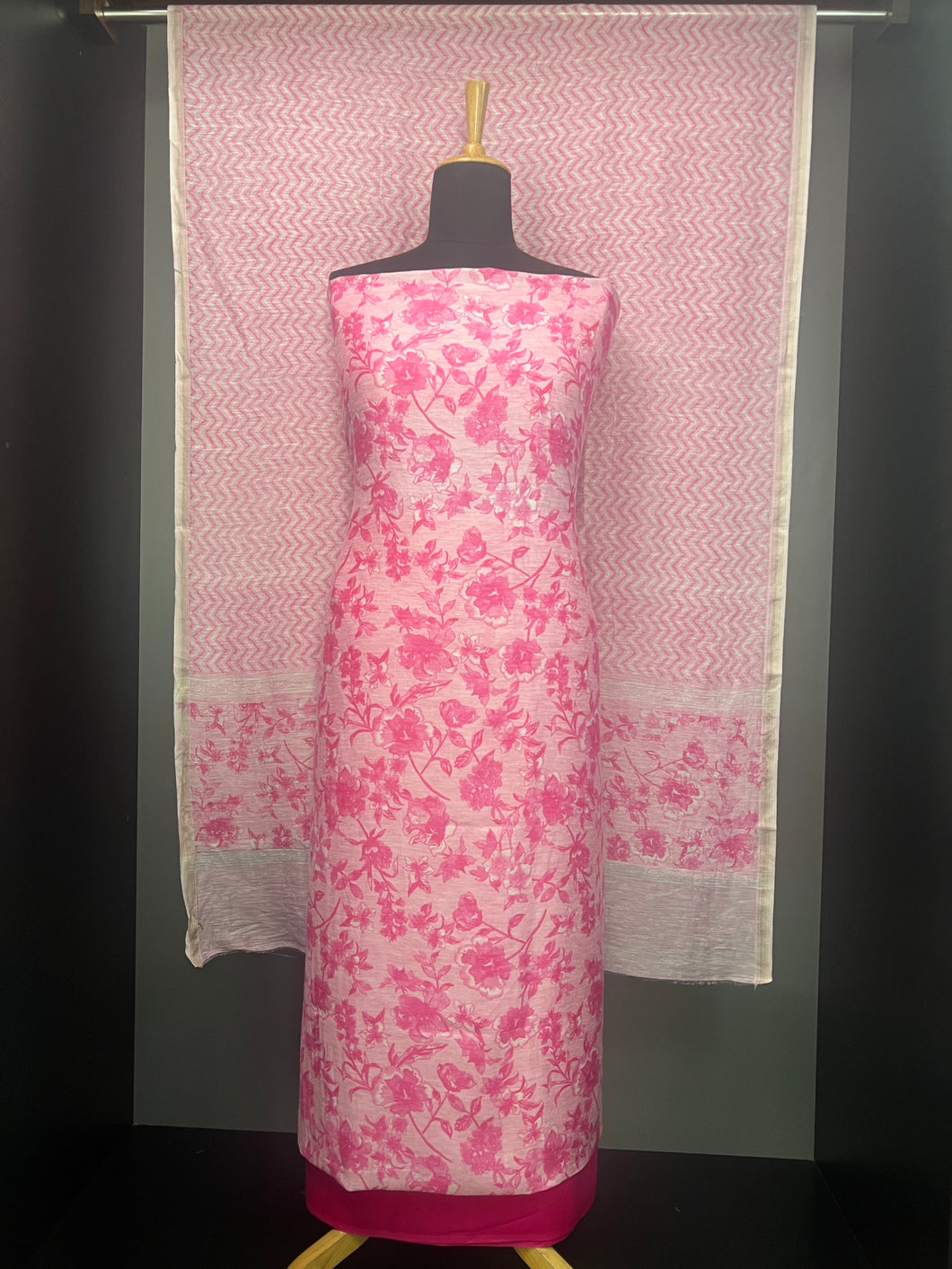 Floral Printed Pure Chanderi Salwar Set | HE201