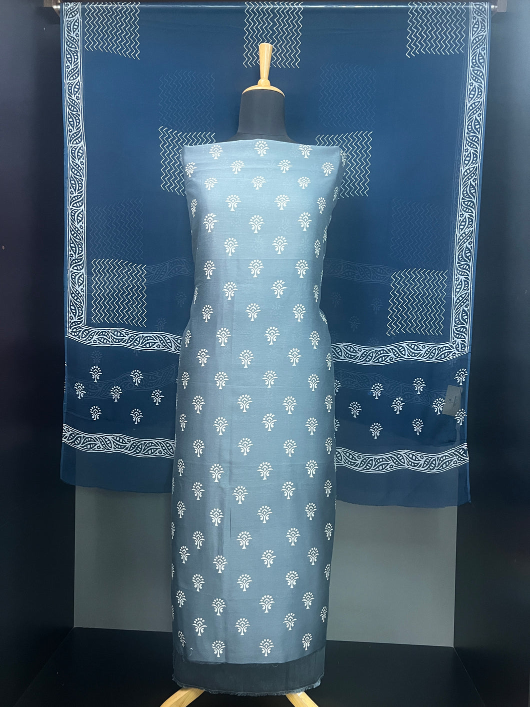 Block Print Detailed Chanderi Salwar Set | HE181
