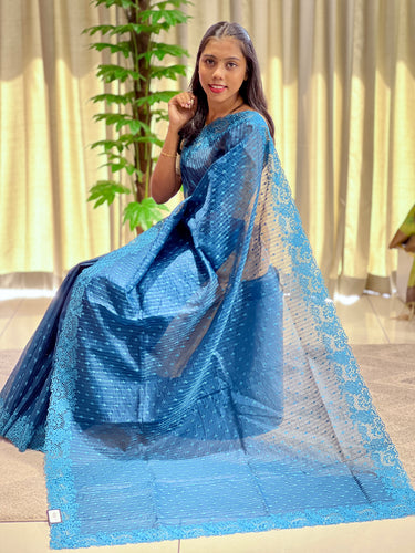 Machine Embroidery With Cutwork Detailed Silky Kota Saree | BLD1189