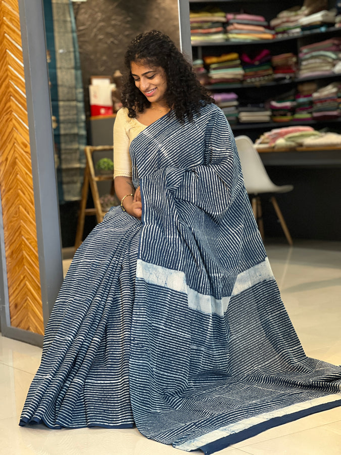 Block Print Pure Cotton Saree | VFC460