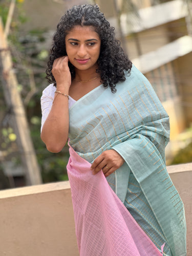 Novelty Yarns Weaving Pattern Bamboo Tussar Saree | ACT1141