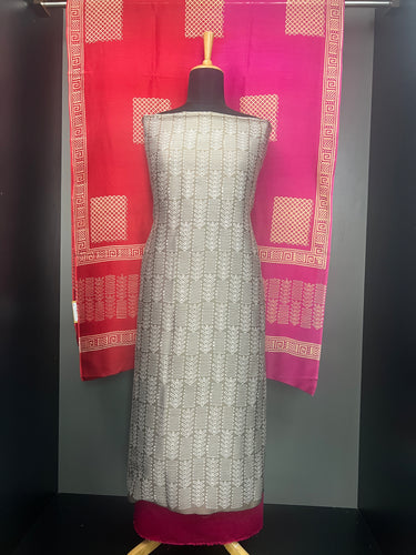 Block Print Detailed Chanderi Salwar Set | HE182
