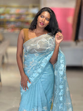 Floral Applique Work Detailed Organza Saree | MM143