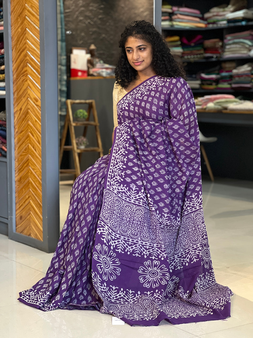 Floral Pattern Pure Cotton Saree | VFC457