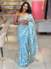 Floral Applique Work Detailed Organza Saree | MM143