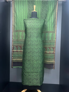 Floral Block Print Detailed Pure Chanderi Salwar Set | HE191