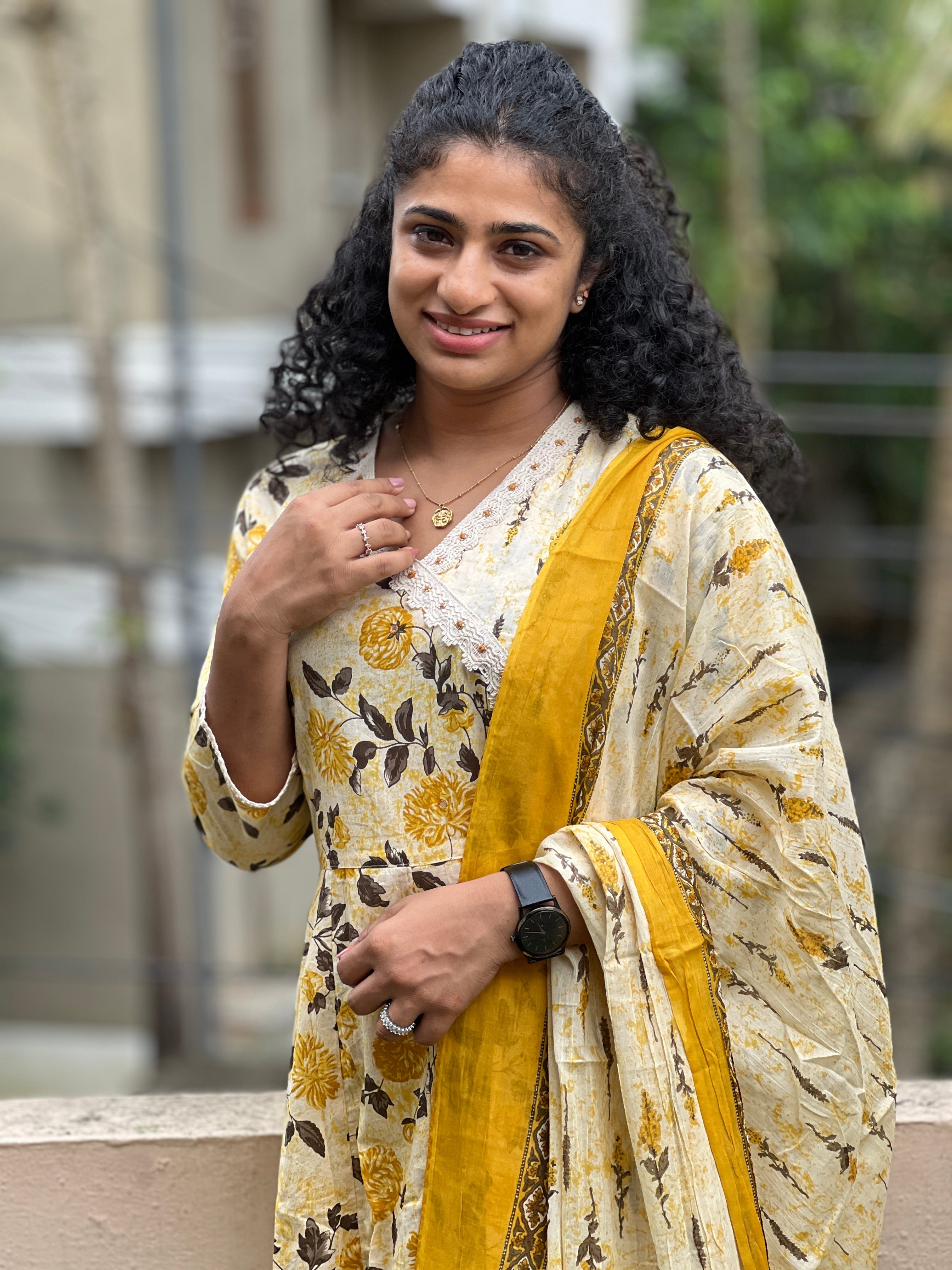 Angrakha Pattern With Printed Design Cotton Kurta Set | NCF169