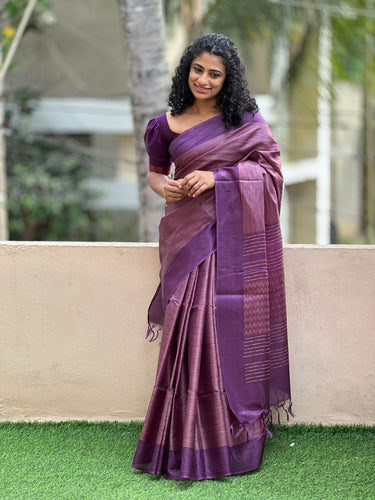 Bamboo Tussar Lahar Weaving Pattern Saree | ACT1142