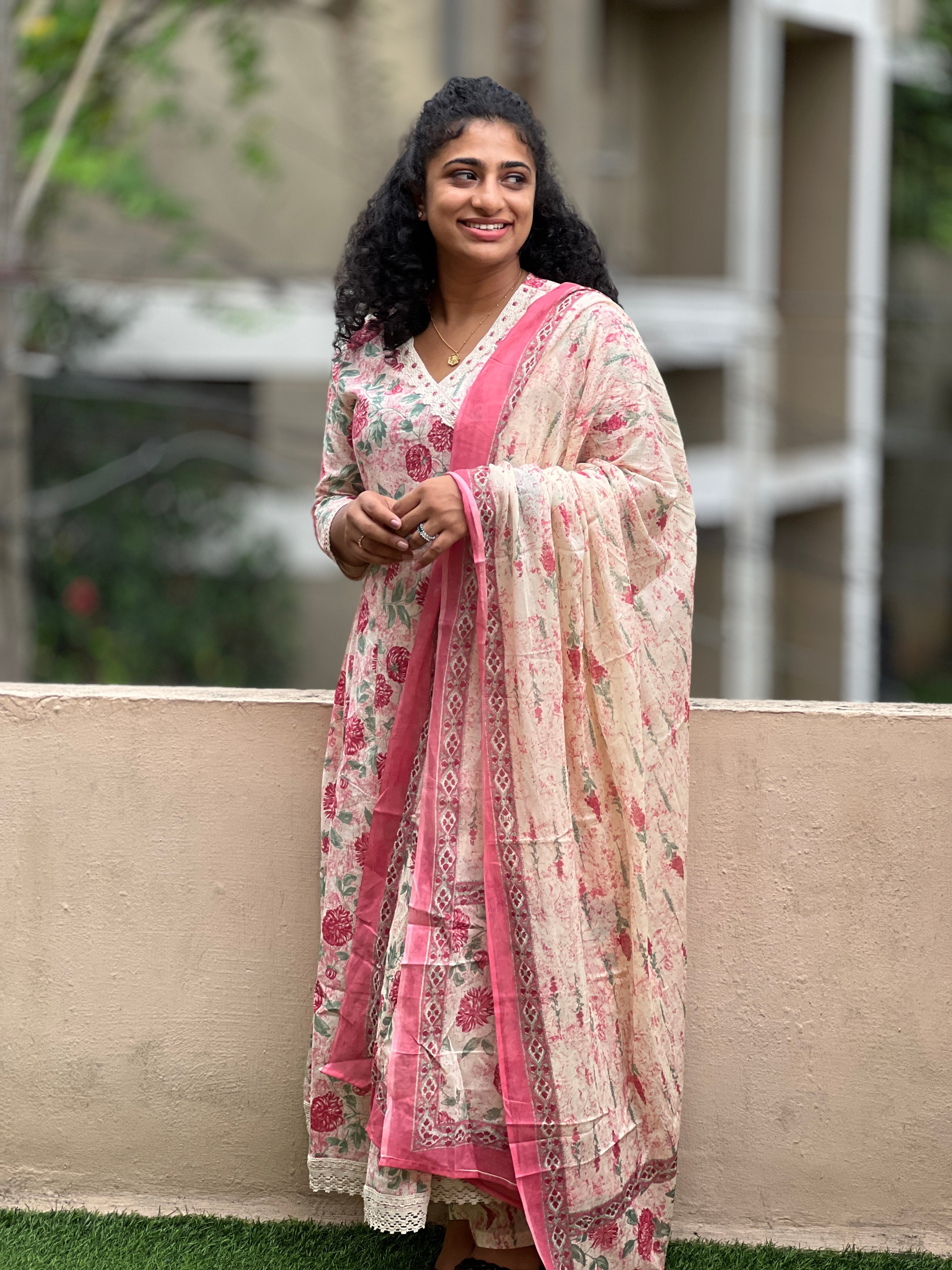 Angrakha Pattern With Printed Design Cotton Kurta Set | NCF169