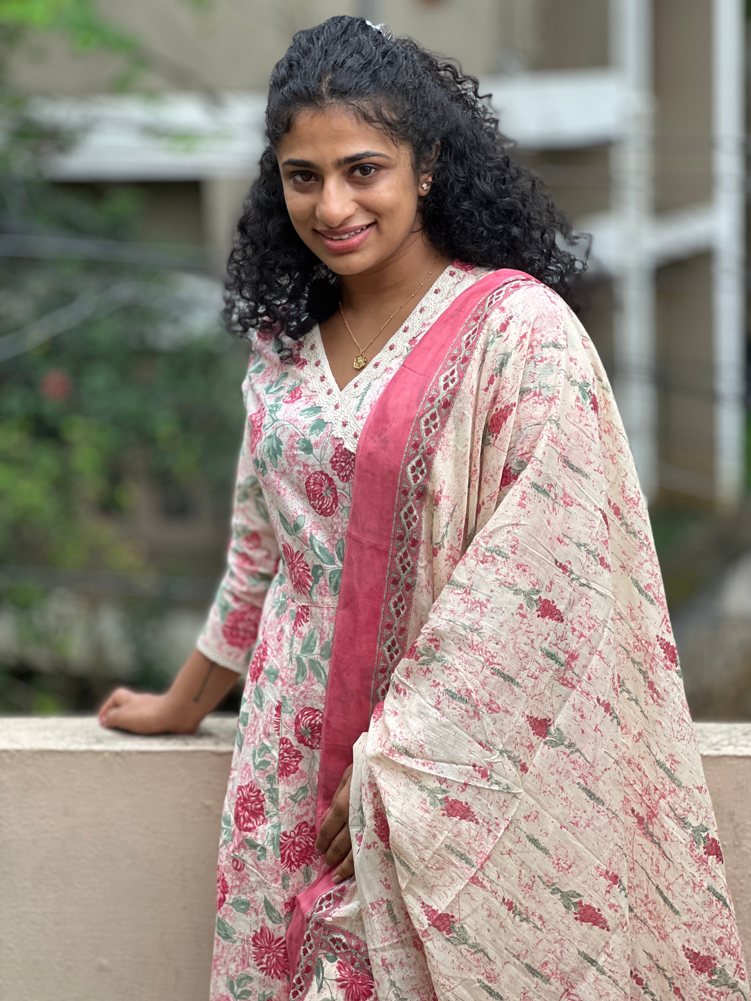 Angrakha Pattern With Printed Design Cotton Kurta Set | NCF169