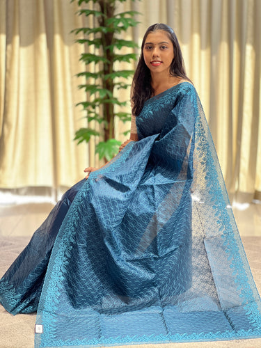 Machine Embroidery With Cutwork Detailed Silky Kota Saree | BLD1186